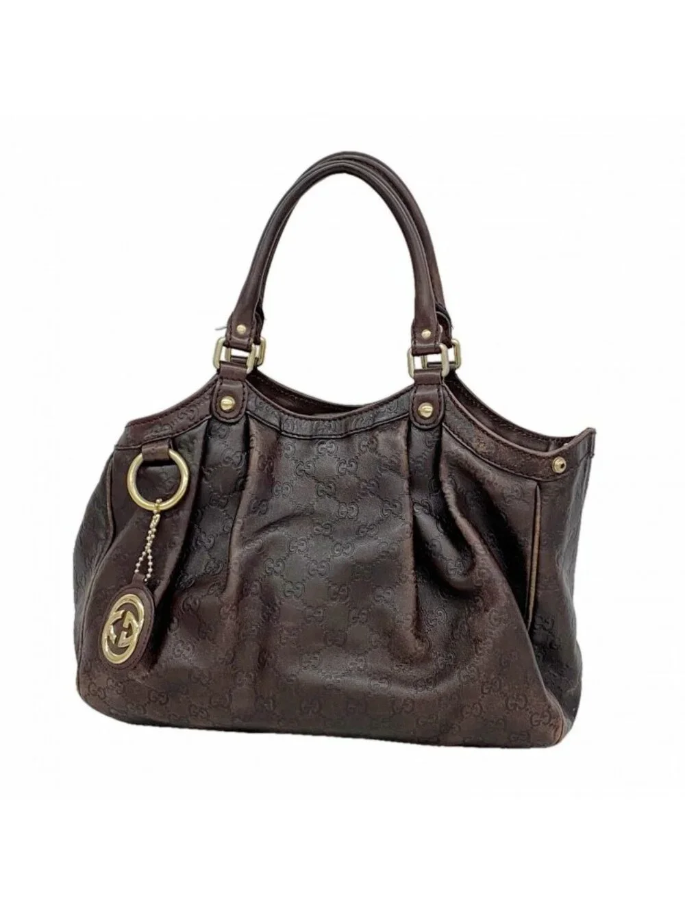Gucci Tote Guccissima Ski Leather Brown Gold